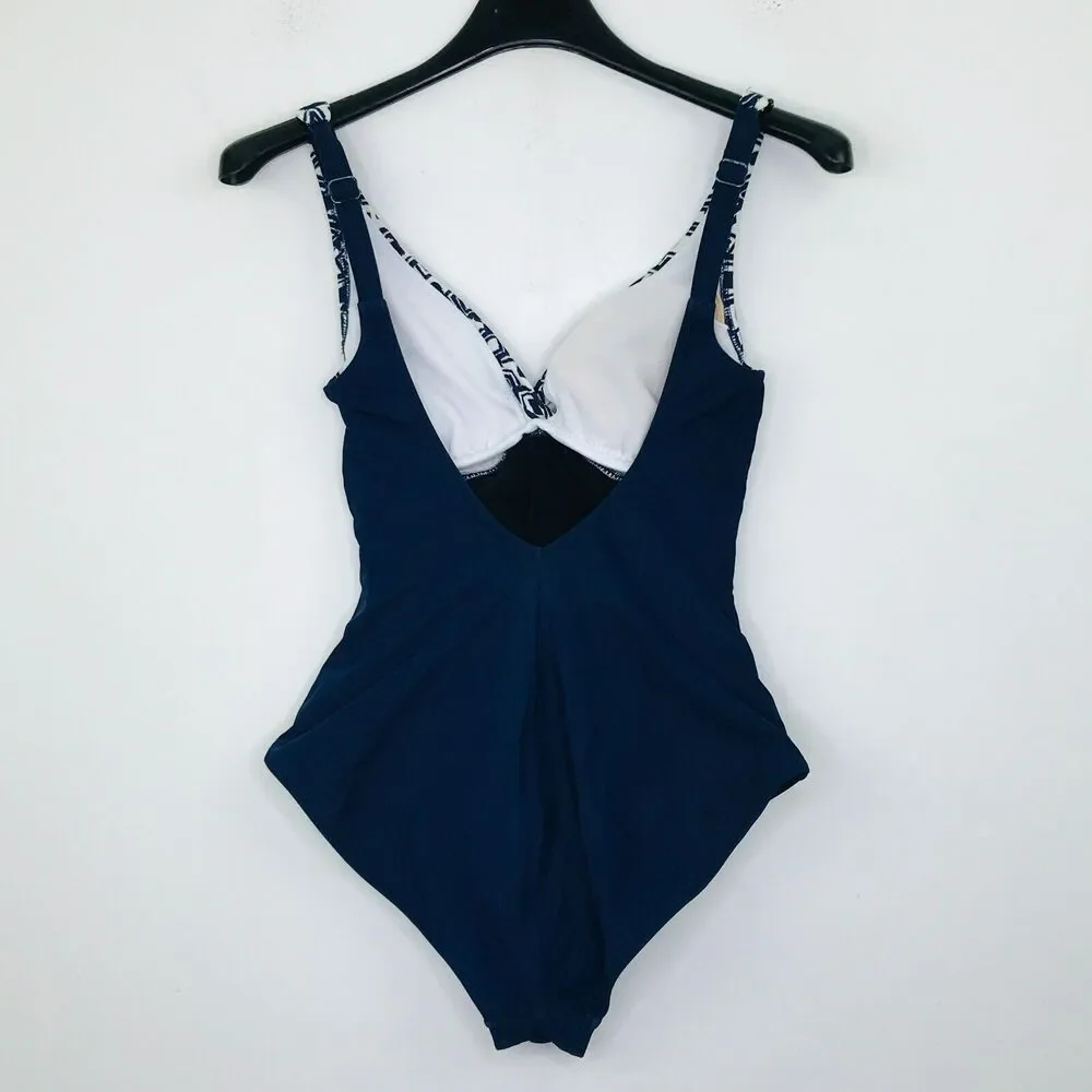 Profile By Gottex Women's 6 Swimsuit Blue White Ikat Underwired One Piece CG17